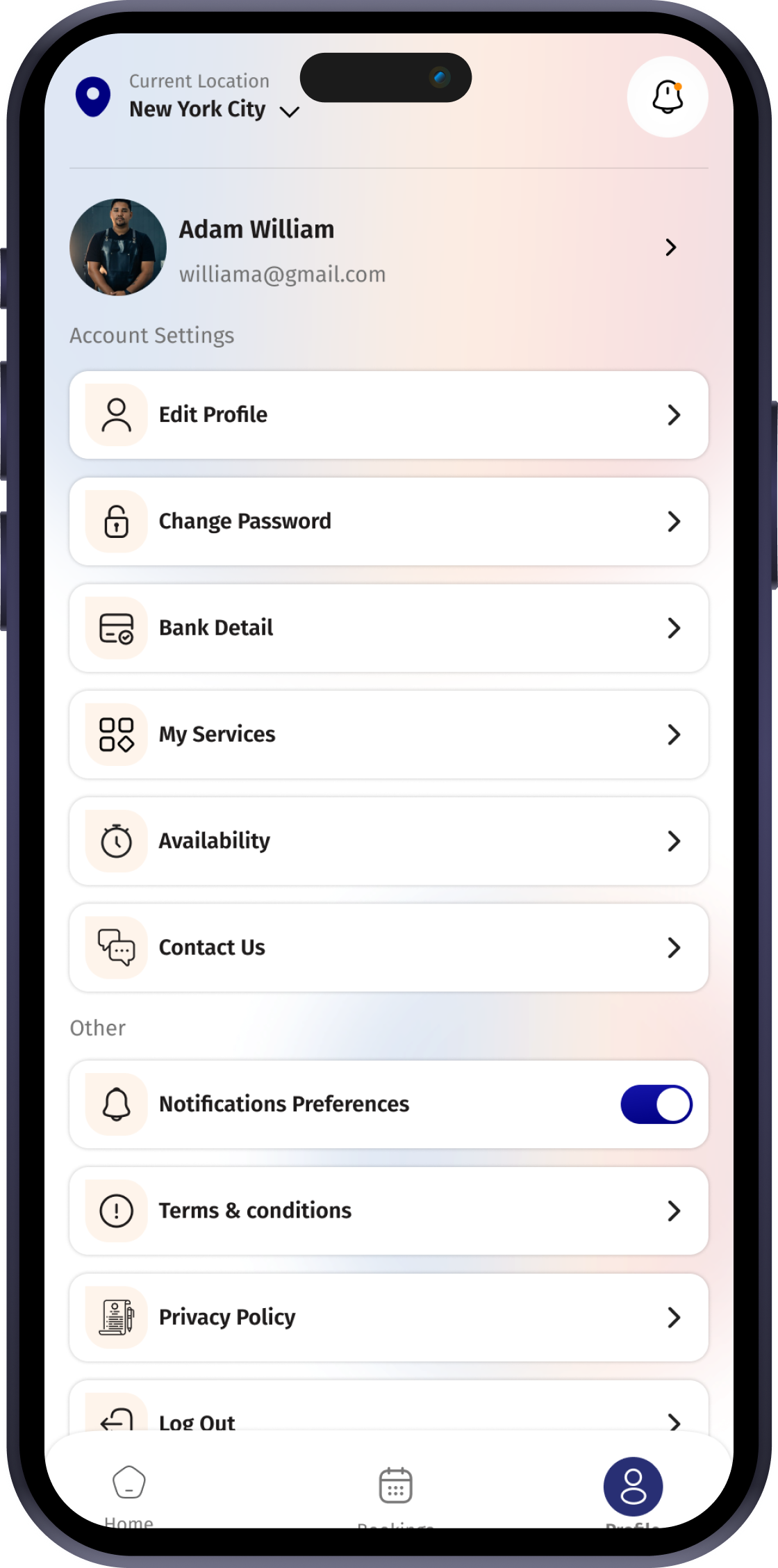 Provider profile screen